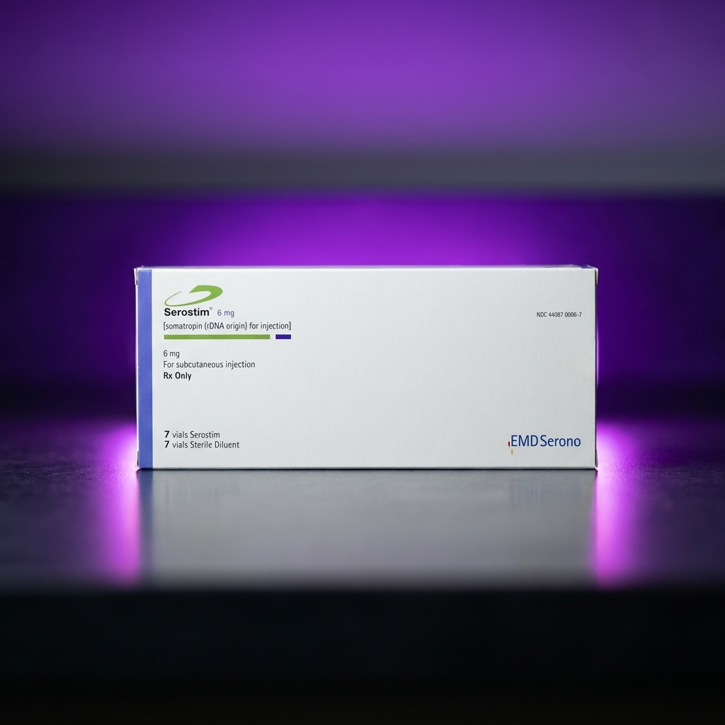 Serostim Somatropin 6 mg — 7 Vials — Neon Purple Reflection