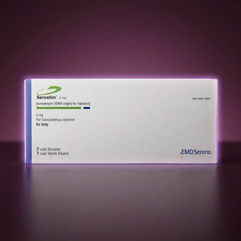 Serostim Somatropin 6 mg — 7 Vials — Burgundy Halo