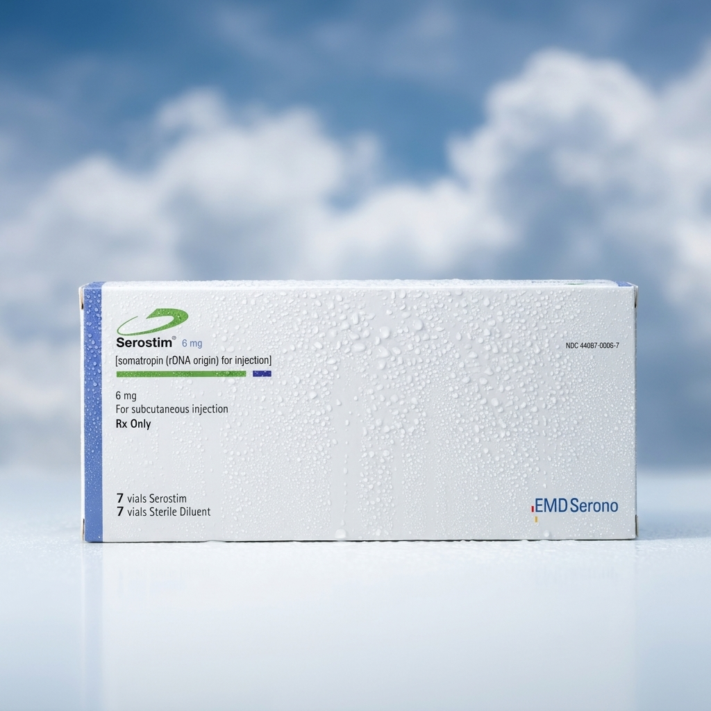 Serostim Somatropin 6 mg — 7 Vials — Sky Blue Condensation