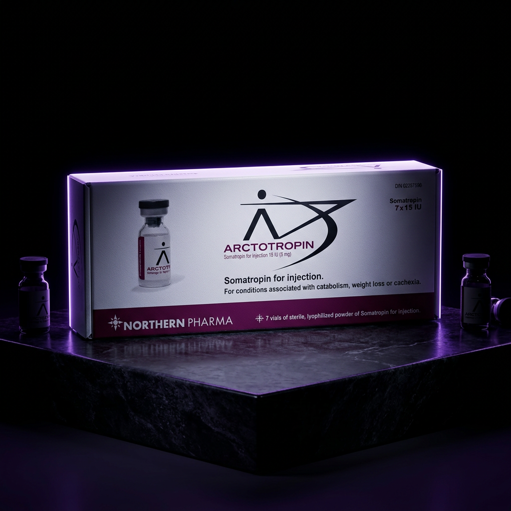 Arctotropin Somatropin 7 × 15 IU — Northern Pharma — Dark Purple Pedestal